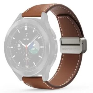 DUX DUCIS YA Series 43mm Genuine Cow Leather Strap 20mm Watch Band - Brown