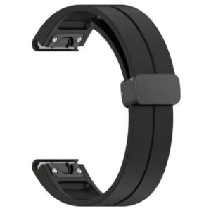 For Samsung Galaxy Watch 6 / 6 Classic / 5 / 4 / Huawei Watch GT 3 42mm Watch Strap Black Buckle 20mm Magnetic Silicone Band - Black