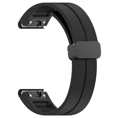 For Samsung Galaxy Watch 6 / 6 Classic / 5 / 4 / Huawei Watch GT 3 42mm Watch Strap Black Buckle 20mm Magnetic Silicone Band - Black