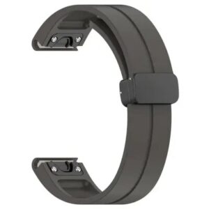 42mm Watch Strap Black Buckle 20mm Magnetic Silicone Band - Dark Grey