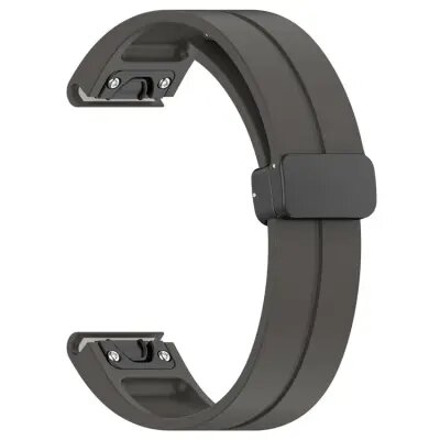 42mm Watch Strap Black Buckle 20mm Magnetic Silicone Band - Dark Grey