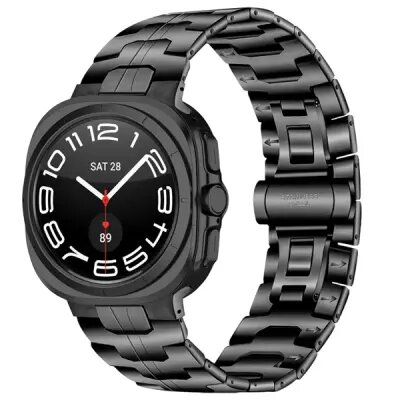 TVC Samsung Galaxy Watch Ultra 47mm Watch Band Solid Stainless Steel Metal Strap - Black