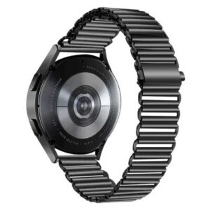 Stainless Steel Wrist Band 20mm Adjustable Hollow Watch Strap - Black