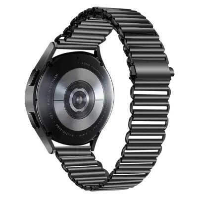 Stainless Steel Wrist Band 20mm Adjustable Hollow Watch Strap - Black