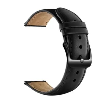 20mm Cowhide Leather Watch Band For Samsung Galaxy Watch's - Black